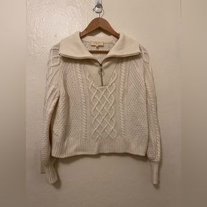 Sezane Cableknit half zip sweater